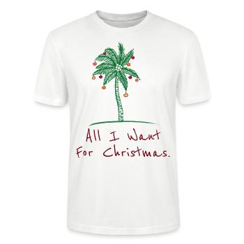 Palm Christmas Tout ce que je veux pour Noël - T-shirt bio CRAFTER Stanley Stella Unisexe - blanc - Devant - Alina (178cm) & Michal (187cm)
