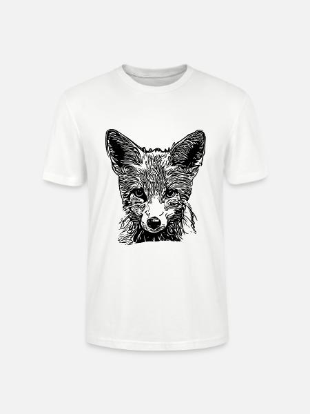 Cute Young Fox Drawing - Stanley/Stella CRAFTER Unisex Organic T-Shirt - white