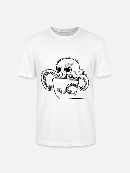 Small sweet octopus in cup - Stanley/Stella CRAFTER Unisex Organic T-Shirt - white