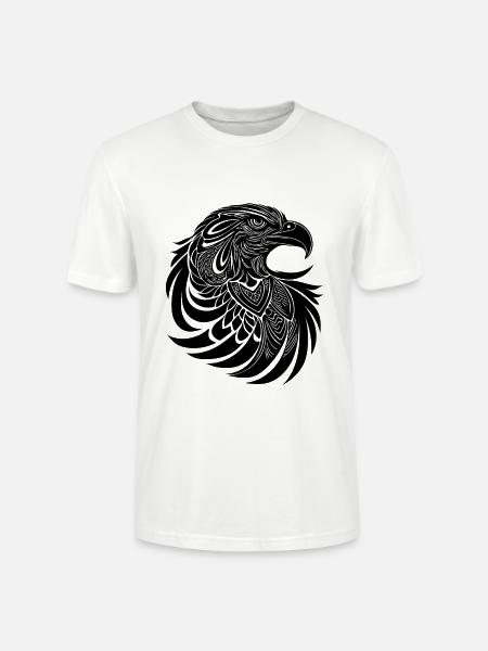 Adler Tribal Logo i tatoveringsstil - Stanley Stella CRAFTER unisex økologisk-T-shirt - hvid