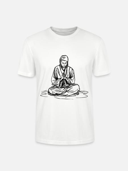 Young monk in deep meditation - Stanley/Stella CRAFTER Unisex Organic T-Shirt - white