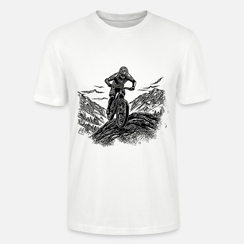 Einsamer Mountainbiker Bergfahrt - Stanley/Stella Unisex Bio-T-Shirt CRAFTER - Weiß