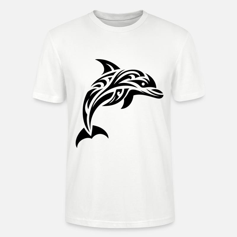 Springender süßer Tattoo Delfin - Stanley/Stella Unisex Bio-T-Shirt CRAFTER - Weiß