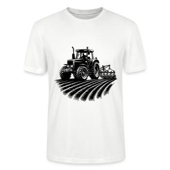 Traktor Feld Schlepper Landmaschinen Feldarbeit - Stanley/Stella Unisex Bio-T-Shirt CRAFTER - Weiß - Vorne - Alina (178cm) & Michal (187cm)