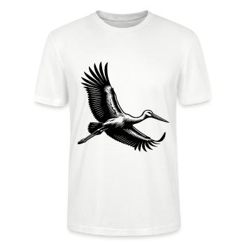 Fliegender Storch im eleganten Segelflug - Stanley/Stella Unisex Bio-T-Shirt CRAFTER - Weiß - Vorne - Alina (178cm) & Michal (187cm)