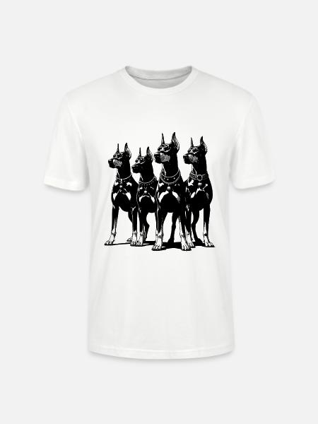 Vier schlaue wachsame Dobermänner Hunde - Stanley/Stella Unisex Bio-T-Shirt CRAFTER - Weiß