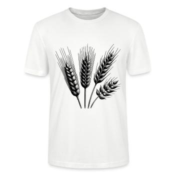 Getreidesorten Weizen und Hafer Ähren - Stanley/Stella Unisex Bio-T-Shirt CRAFTER - Weiß - Vorne - Alina (178cm) & Michal (187cm)