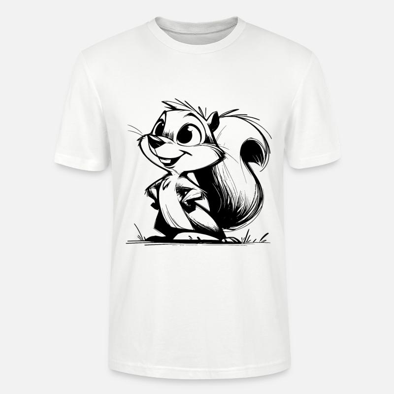 Putziges Eichhörnchen Bleistift Zeichnung - Stanley/Stella Unisex Bio-T-Shirt CRAFTER - Weiß
