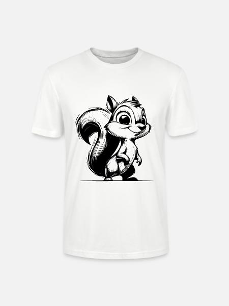 Small Pencil Squirrel Stroke Drawing - Stanley/Stella CRAFTER Unisex Organic T-Shirt - white