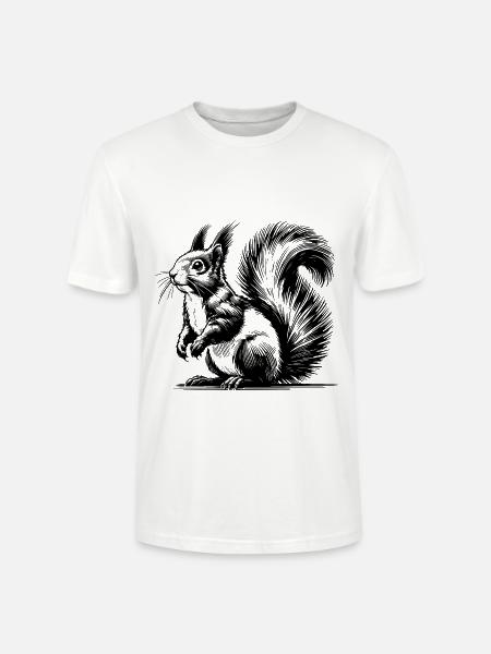 Cuddly Squirrel Pencil Stroke Sketch - Stanley/Stella CRAFTER Unisex Organic T-Shirt - white
