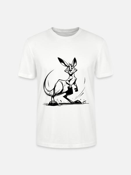 Australian Kangaroo Pencil Drawing - Stanley/Stella CRAFTER Unisex Organic T-Shirt - white