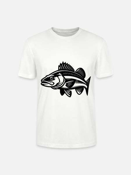 Schwimmender Zander Fisch - Stanley/Stella Unisex Bio-T-Shirt CRAFTER - Weiß
