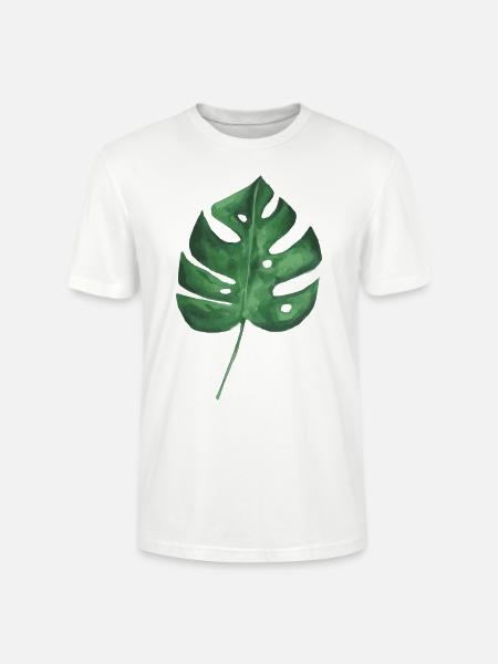 Großes grünes Blatt einer Monstera - Stanley/Stella Unisex Bio-T-Shirt CRAFTER - Weiß
