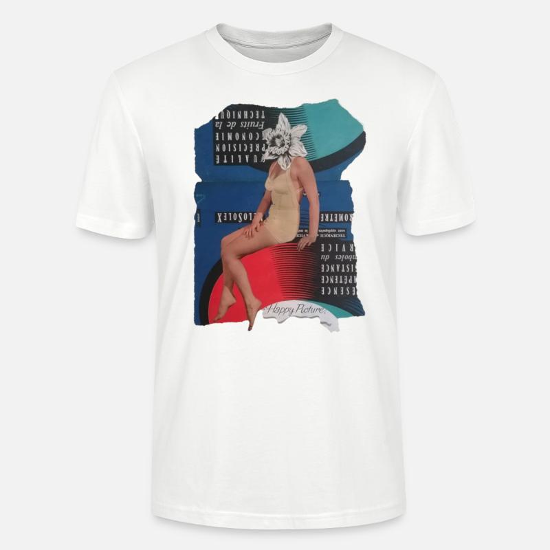 diffusion d’image heureuse - T-shirt bio CRAFTER Stanley Stella Unisexe - blanc