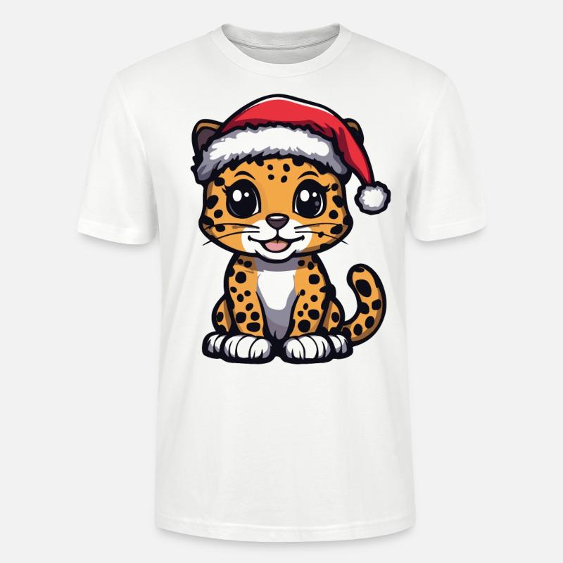 Noël léopard mignon - T-shirt bio CRAFTER Stanley Stella Unisexe - blanc