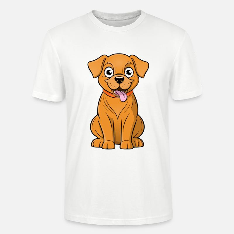 Chien brun joyeux et mignon - T-shirt bio CRAFTER Stanley Stella Unisexe - blanc