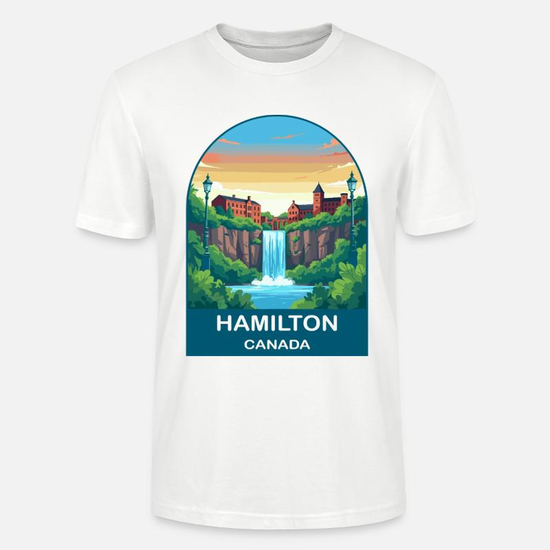 Hamilton Canada Wasserfall City Reiseplakat - Stanley/Stella Unisex Bio-T-Shirt CRAFTER - Weiß
