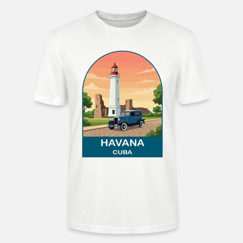 Havana Cuba Oldtimer-Reiseplakat - Stanley/Stella Unisex Bio-T-Shirt CRAFTER - Weiß