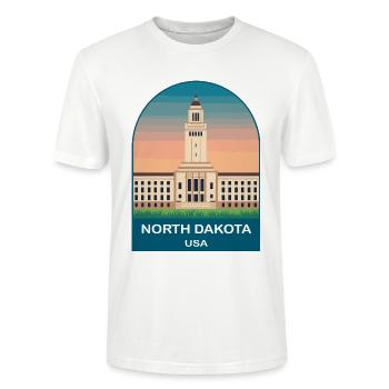 Affiche de voyage vintage Dakota du Nord USA - T-shirt bio CRAFTER Stanley Stella Unisexe - blanc - Devant - Alina (178cm) & Michal (187cm)