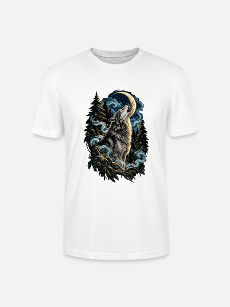 Wolfsmond im Wald - Stanley/Stella Unisex Bio-T-Shirt CRAFTER - Weiß