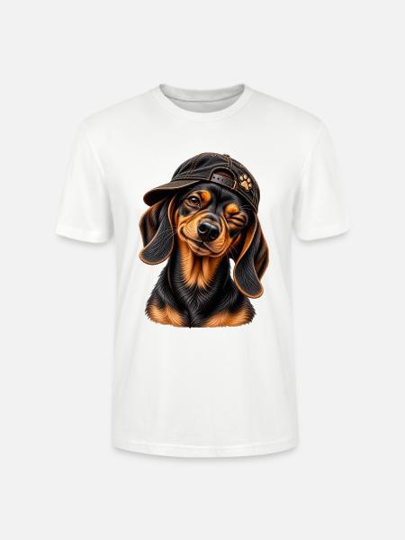Frecher Dackel – Kleiner Charmeur - Stanley/Stella Unisex Bio-T-Shirt CRAFTER - Weiß