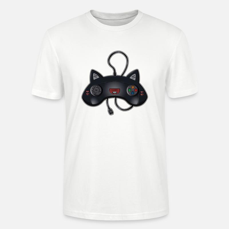 Katzen-Joystick - Stanley/Stella Unisex Bio-T-Shirt CRAFTER - Weiß