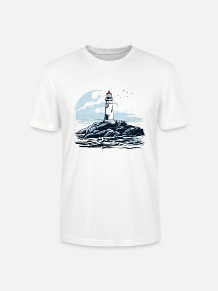 Leuchtturm auf Felsen im Meer - Stanley/Stella Unisex Bio-T-Shirt CRAFTER - Weiß