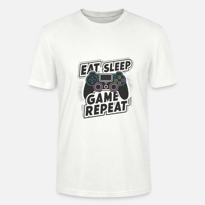 Manger, dormir, jouer, répéter - T-shirt bio CRAFTER Stanley Stella Unisexe - blanc