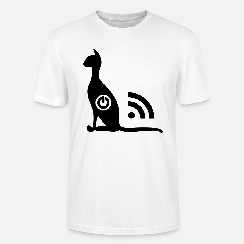 Katze WLAN EIN AUS - Stanley/Stella Unisex Bio-T-Shirt CRAFTER - Weiß