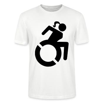 Femme en fauteuil roulant, roulette féminine, fauteuil roulant # - T-shirt bio CRAFTER Stanley Stella Unisexe - blanc - Devant - Alina (178cm) & Michal (187cm)