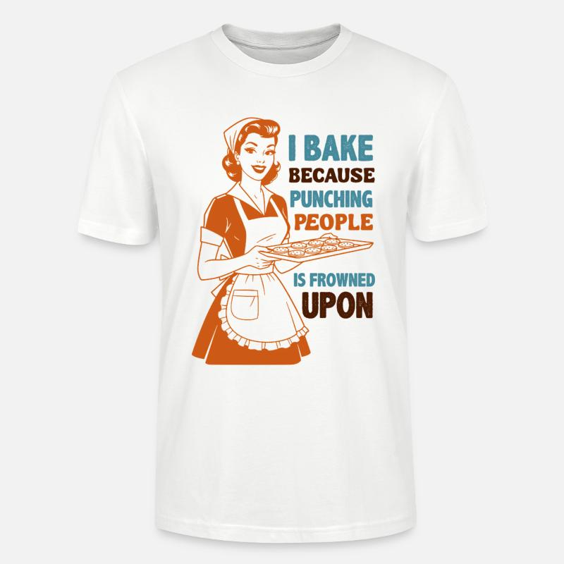 Backenwitz Retro Kitchen Saying: Baking instead of beating - Stanley/Stella CRAFTER Unisex Organic T-Shirt - white