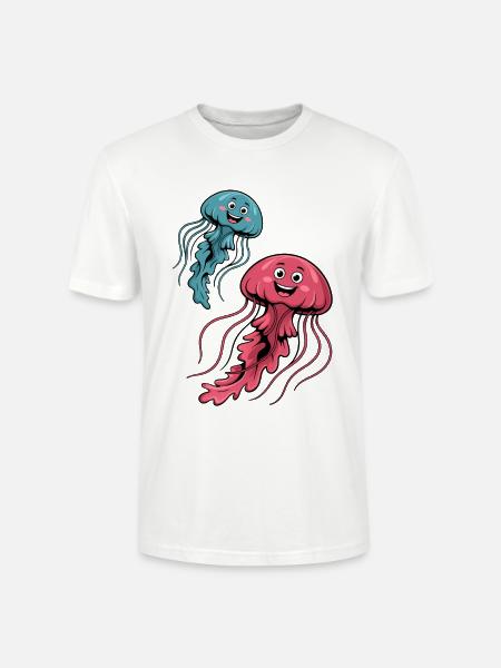 Fröhliche Quallen - Stanley/Stella Unisex Bio-T-Shirt CRAFTER - Weiß