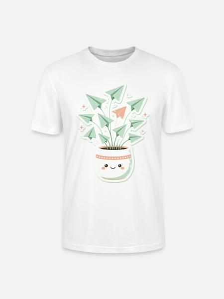 Papierflug-Pflanzentopf - Stanley/Stella Unisex Bio-T-Shirt CRAFTER - Weiß