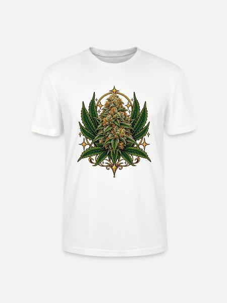 Goldene Krone Hanfblüte - Stanley/Stella Unisex Bio-T-Shirt CRAFTER - Weiß