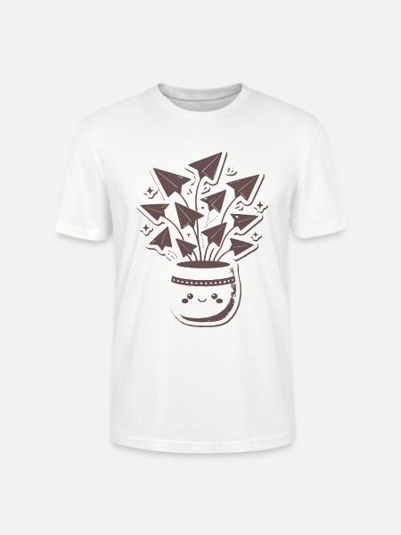 Papierflieger Blütenstrauß Topf - Stanley/Stella Unisex Bio-T-Shirt CRAFTER - Weiß
