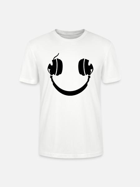 Smiley Headphone - Stanley/Stella Unisex Bio-T-Shirt CRAFTER - Weiß