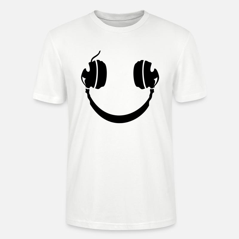 Smiley Headphone - Stanley/Stella Unisex Bio-T-Shirt CRAFTER - Weiß