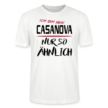 Männer Sprüche Angeber Casanova - Stanley/Stella Unisex Bio-T-Shirt CRAFTER - Weiß - Vorne - Alina (178cm) & Michal (187cm)