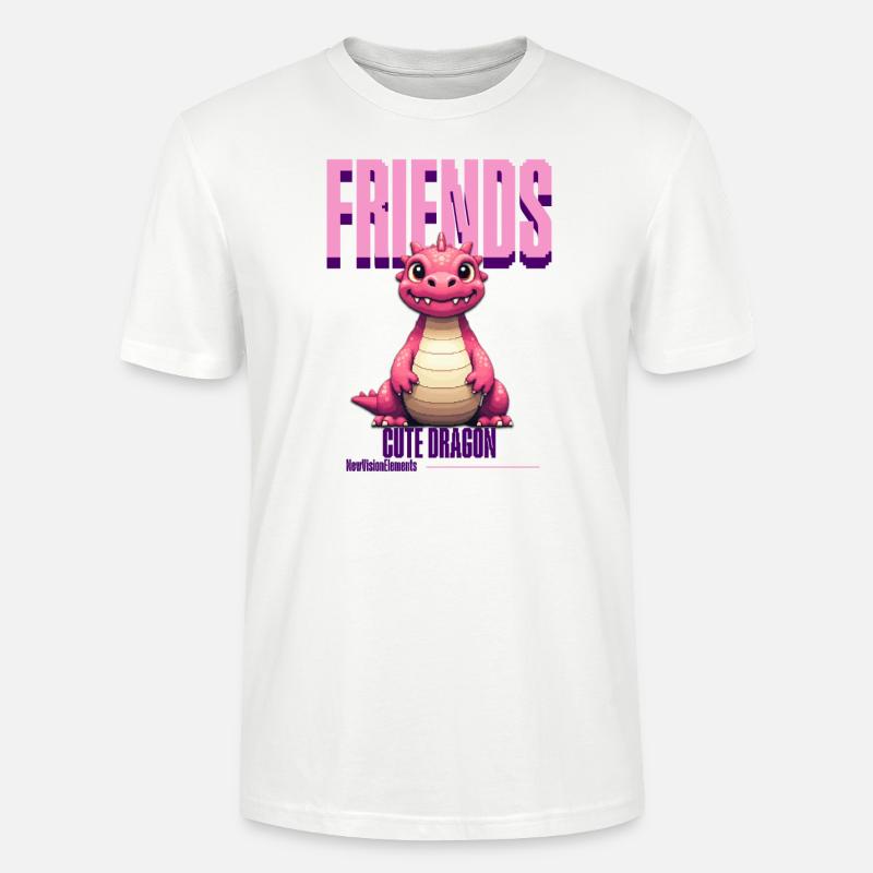 Süßer pinker Drache - Stanley/Stella Unisex Bio-T-Shirt CRAFTER - Weiß