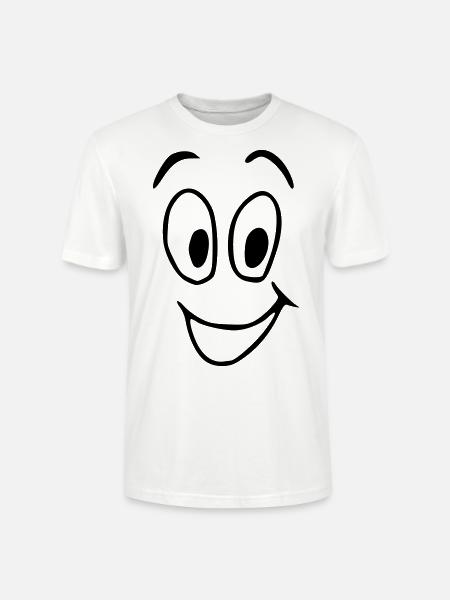 Emoji munter skitse sort - Stanley Stella CRAFTER unisex økologisk-T-shirt - hvid