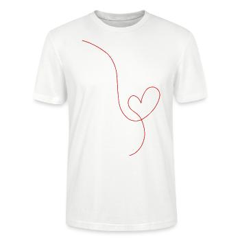 Red heart line drawing - Stanley/Stella CRAFTER Unisex Organic T-Shirt - white - Front - Alina (178cm) & Michal (187cm)