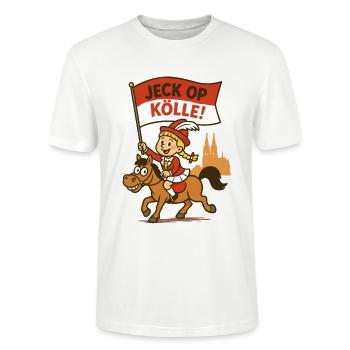 Jeck op Kölle ! Fille au carnaval - T-shirt bio CRAFTER Stanley Stella Unisexe - blanc - Devant - Alina (178cm) & Michal (187cm)