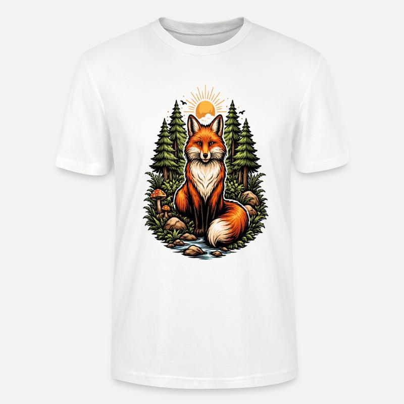 Fuchs im Wald bei Sonnenaufgang - Stanley/Stella Unisex Bio-T-Shirt CRAFTER - Weiß