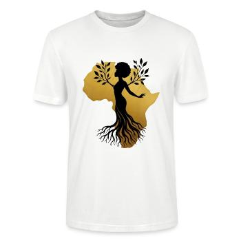 Africa Women – Roots Gift - Stanley/Stella CRAFTER Unisex Organic T-Shirt - white - Front - Alina (178cm) & Michal (187cm)
