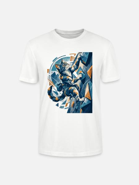 Abstrakte Boulder-Katze beim Klettern Design - Stanley/Stella Unisex Bio-T-Shirt CRAFTER - Weiß