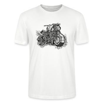 "Nimbus 2040": The Steampunk Speedster - Stanley/Stella Unisex Bio-T-Shirt CRAFTER - Weiß - Vorne - Alina (178cm) & Michal (187cm)