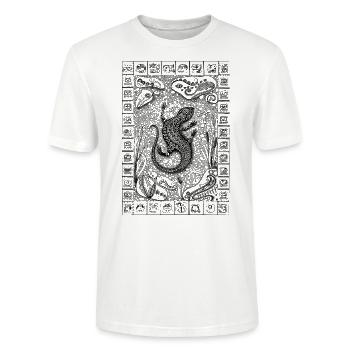 T-Shirt/Tasche zum Ausmalen, mexikanische Eidechse - Stanley/Stella Unisex Bio-T-Shirt CRAFTER - Weiß - Vorne - Alina (178cm) & Michal (187cm)