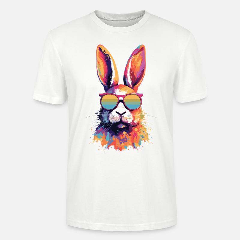 Bunter Hase Farbkleckse Farbspritzer - Stanley/Stella Unisex Bio-T-Shirt CRAFTER - Weiß