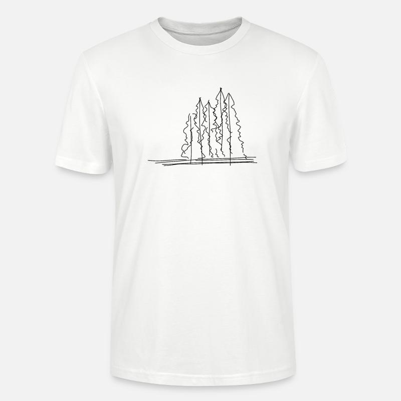 Tree Forest Lineart - Stanley/Stella CRAFTER Unisex Organic T-Shirt - white