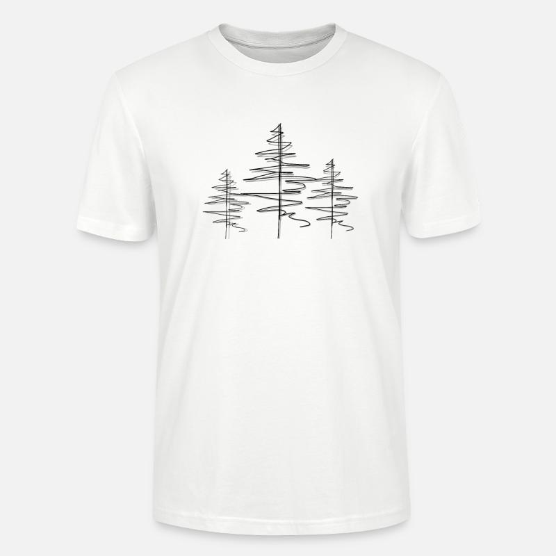 Baum Wald Lineart - Stanley/Stella Unisex Bio-T-Shirt CRAFTER - Weiß